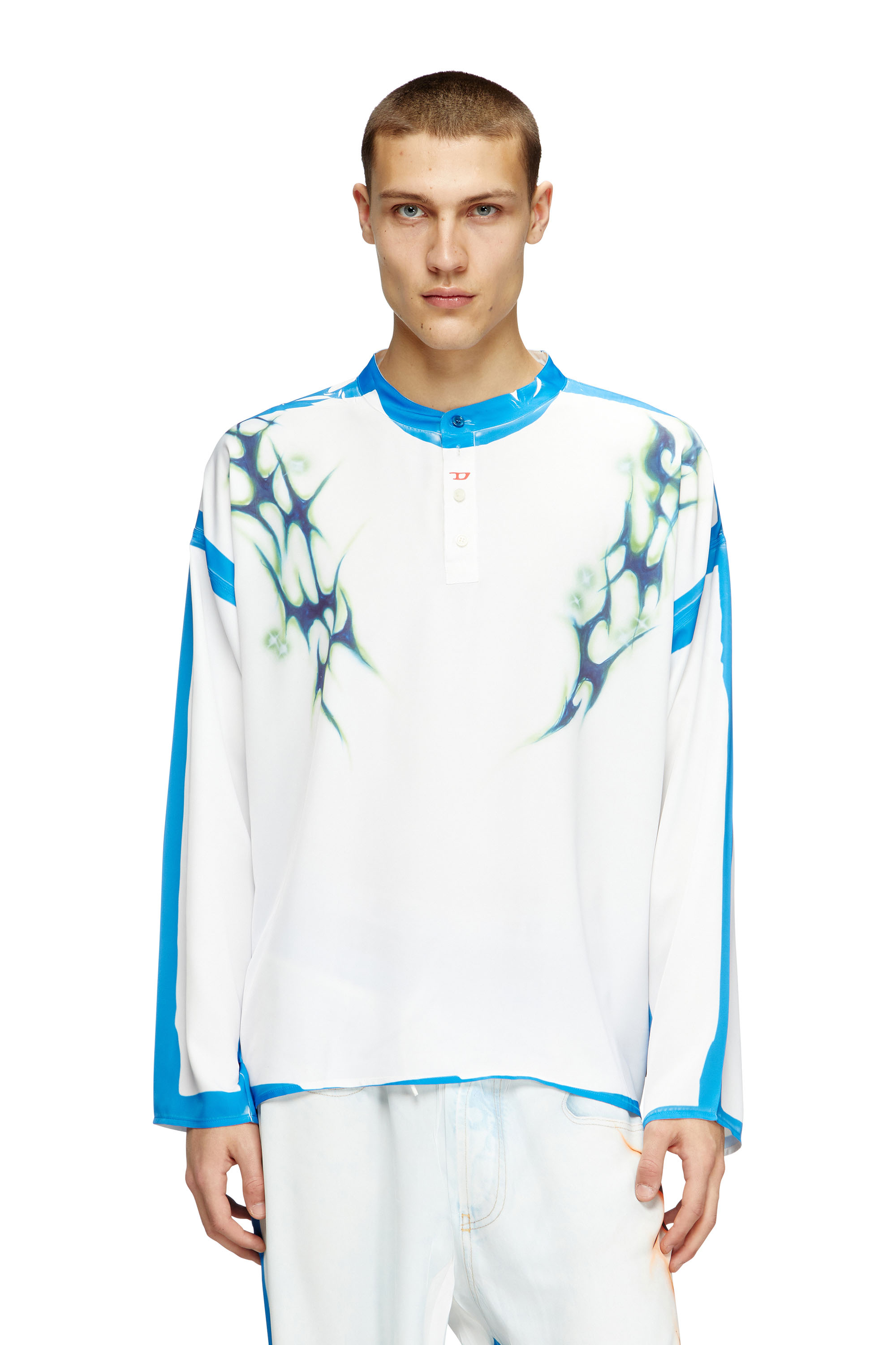 Diesel - T-OLAVI-A-SER-GRAFFITI-JAP, Unisex's Long-sleeve T-shirt with graffiti print in Blue/White - 1
